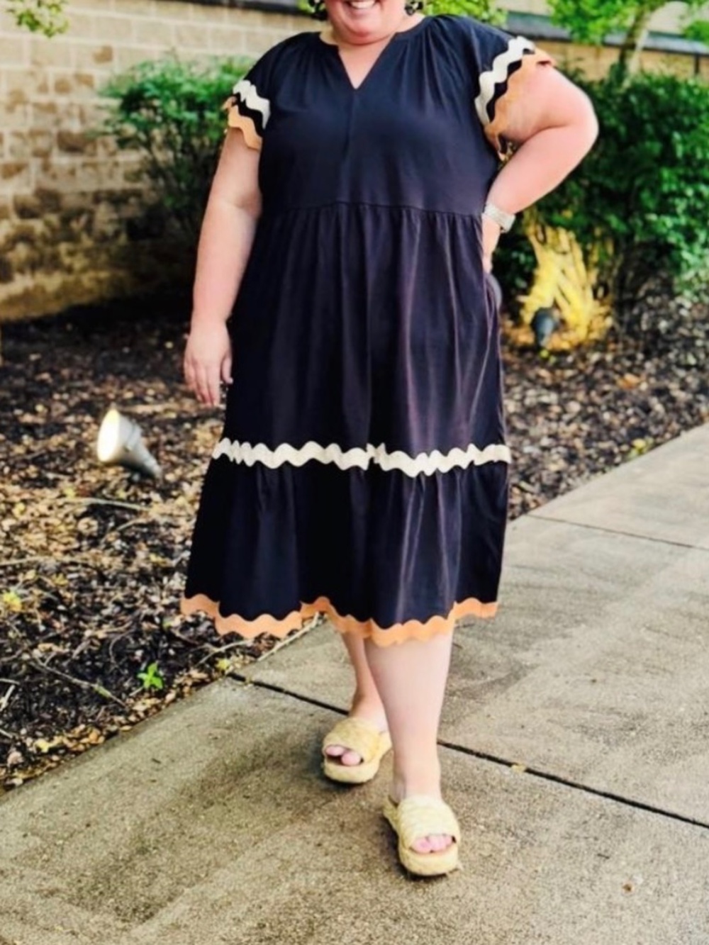 Plus size Rick rack flutter sleeve dress 3x